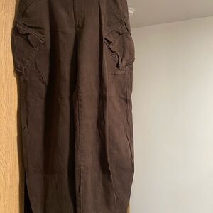 Women’s Dark Brown Cargo Pants with Side Patch Pockets